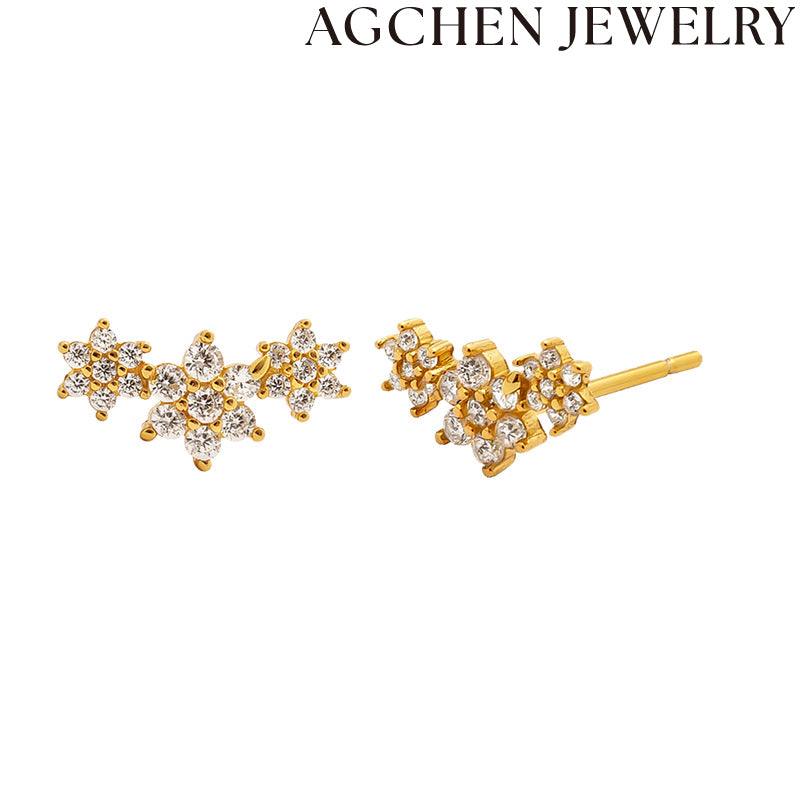 AG Snowflake Zircon Stud Earrings