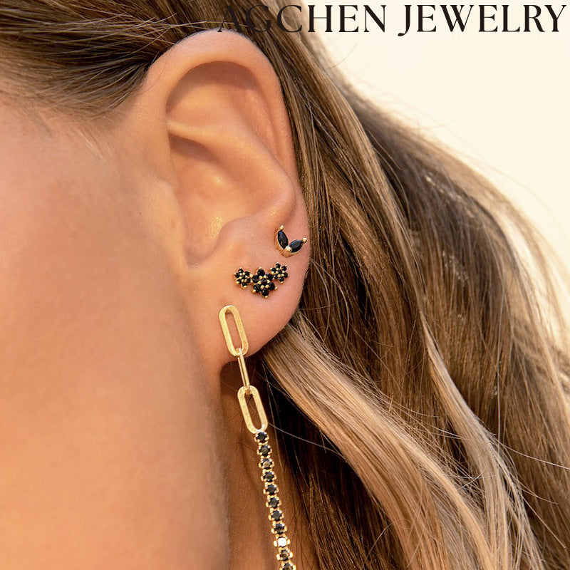 AG Snowflake Zircon Stud Earrings