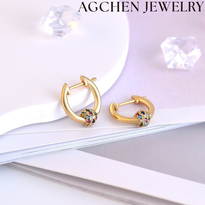 AG Colorful Sphere Zirconia Earrings