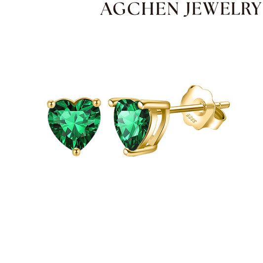 AG Multicolor Heart Zircon Earrings
