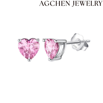 AG Multicolor Heart Zircon Earrings
