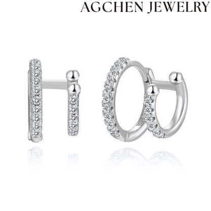 AG Double Loop Zirconia Earrings
