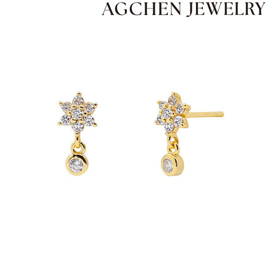 AG Hexagonal Star Zircon Stud Earrings