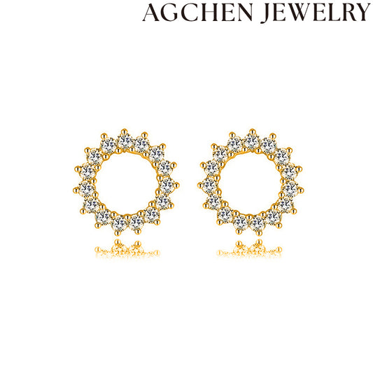 AG Sunflower Zircon Stud Earrings