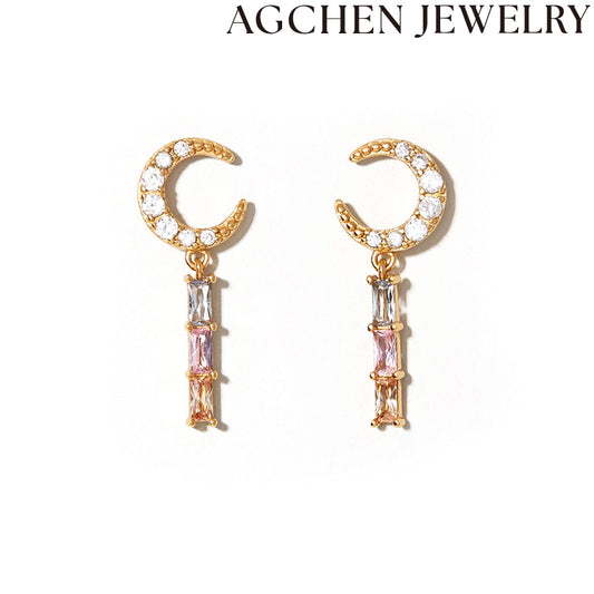 AG Moon Zirconia Earrings