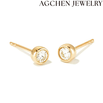 AG Round Zirconia Stud Earrings