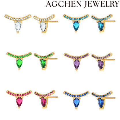 AG Women's Multicolored Zirconia Stud Earrings