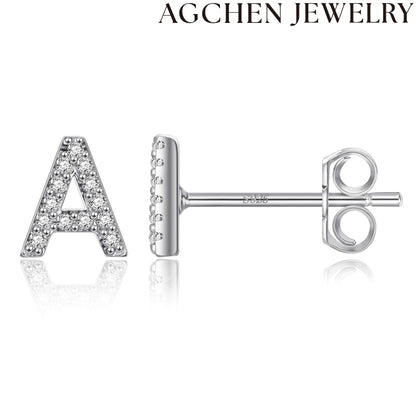 AG Letter Initial Zircon Stud Earrings