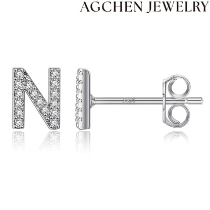AG Letter Initial Zircon Stud Earrings