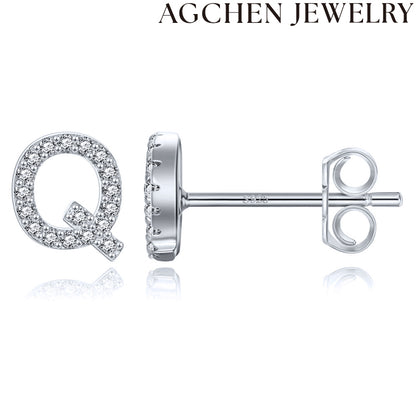 AG Letter Initial Zircon Stud Earrings