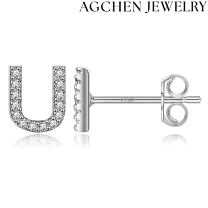 AG Letter Initial Zircon Stud Earrings