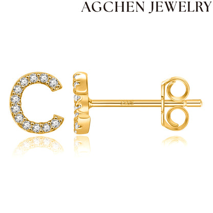 AG Letter Initial Zircon Stud Earrings