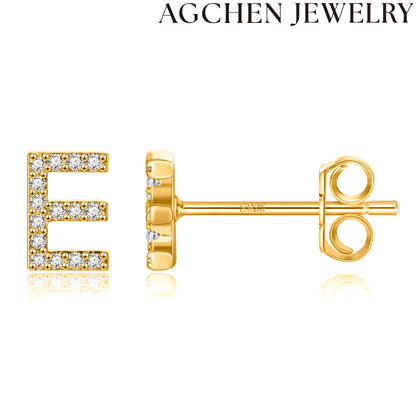 AG Letter Initial Zircon Stud Earrings