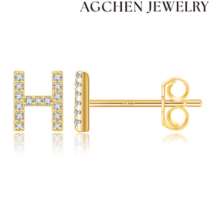AG Letter Initial Zircon Stud Earrings