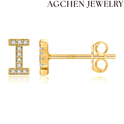 AG Letter Initial Zircon Stud Earrings