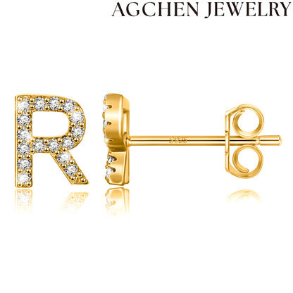 AG Letter Initial Zircon Stud Earrings