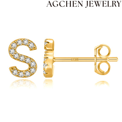 AG Letter Initial Zircon Stud Earrings