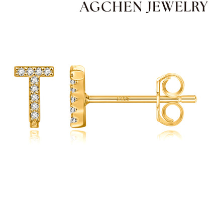 AG Letter Initial Zircon Stud Earrings