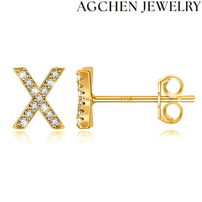 AG Letter Initial Zircon Stud Earrings