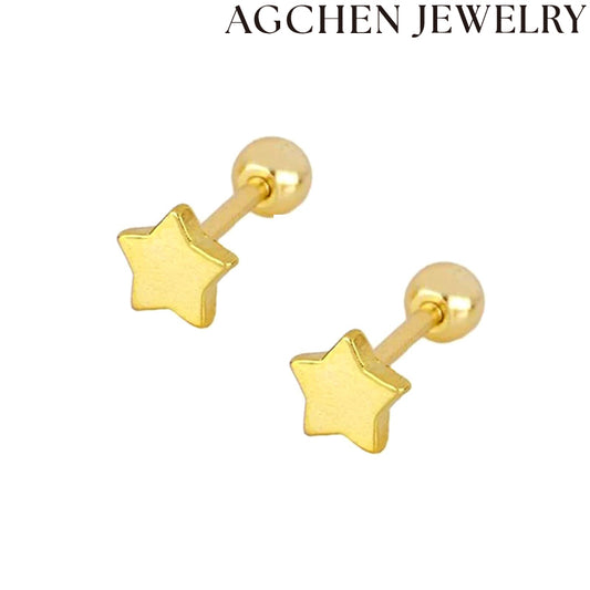 AG Minimalist Pentagram Stud Earrings