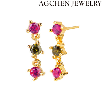 AG Multicolor Irregular Zirconia Earrings