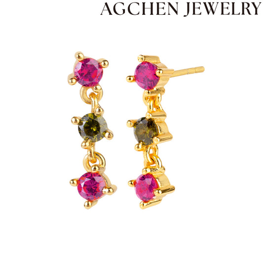AG Multicolor Irregular Zirconia Earrings