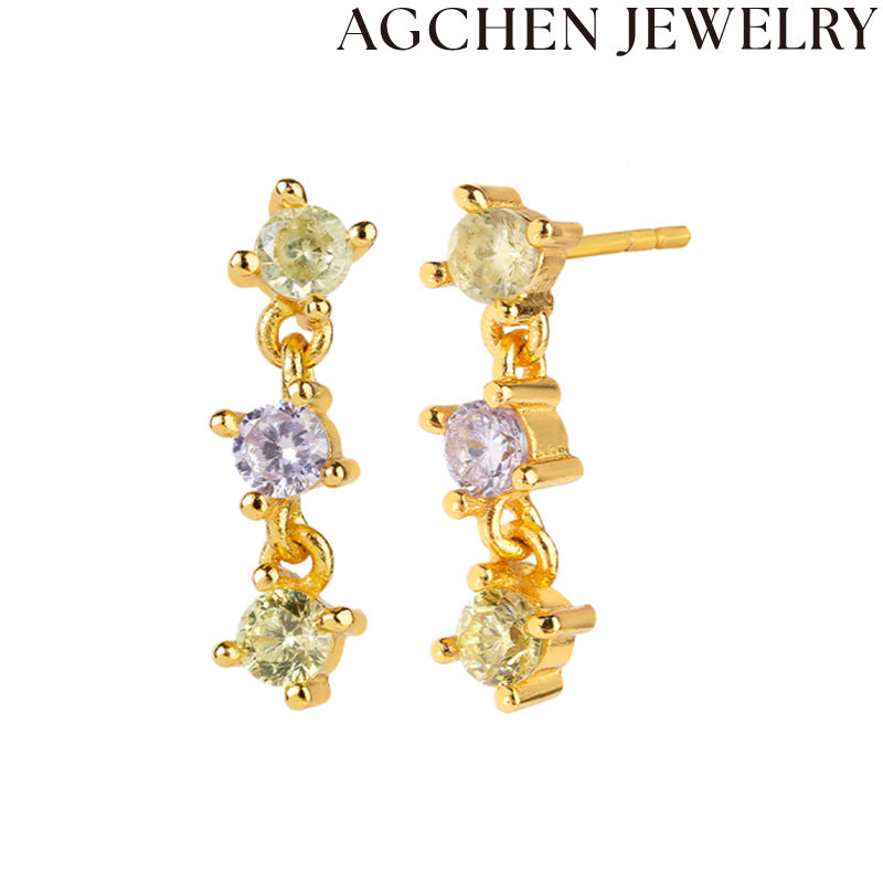 AG Multicolor Irregular Zirconia Earrings