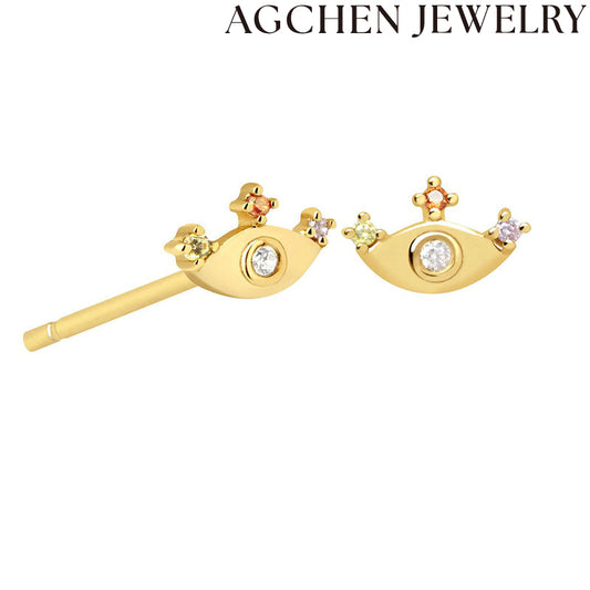 AG Eye-Shaped Zirconia Stud Earrings