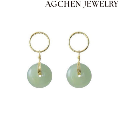 AG Green Circular Jade Earrings
