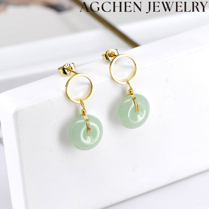 AG Green Circular Jade Earrings