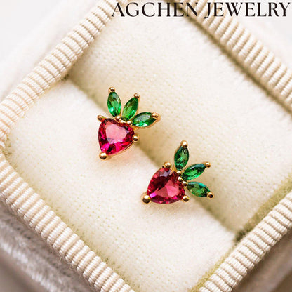 AG Cute Zirconia Fruit Stud Earrings