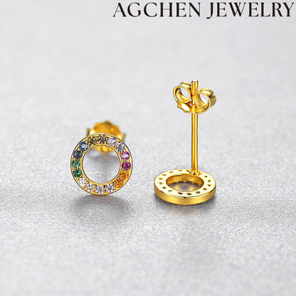 AG Colorful Zirconia Hoop Earrings