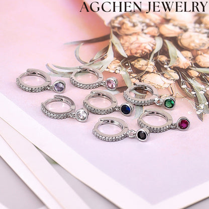AG Round Zirconia Hoop Earrings