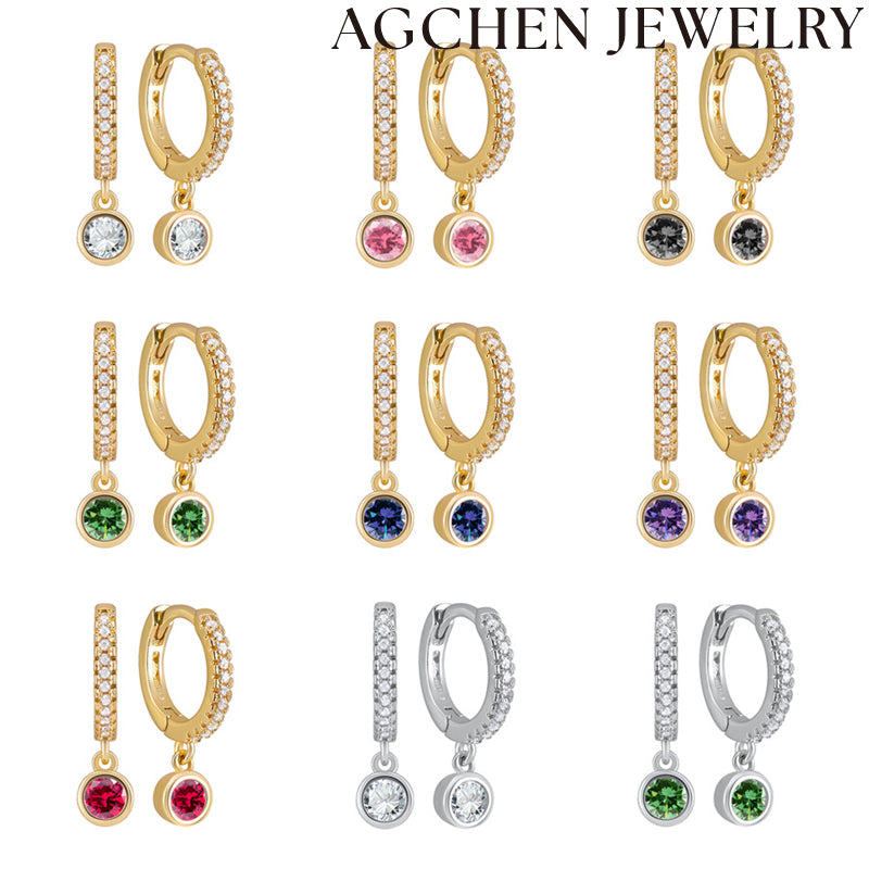 AG Round Zirconia Hoop Earrings
