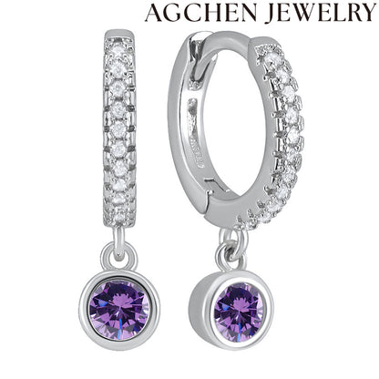 AG Round Zirconia Hoop Earrings