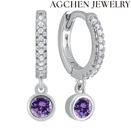 AG Round Zirconia Hoop Earrings