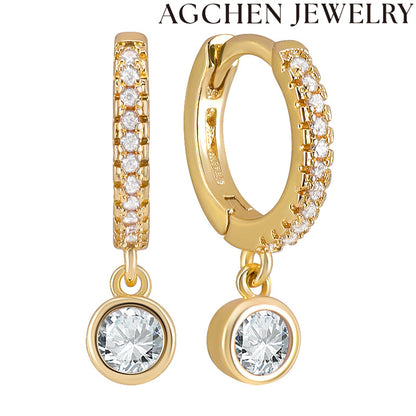 AG Round Zirconia Hoop Earrings