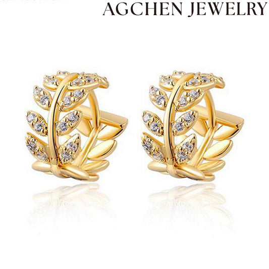 AG Leaf Zirconia Earrings