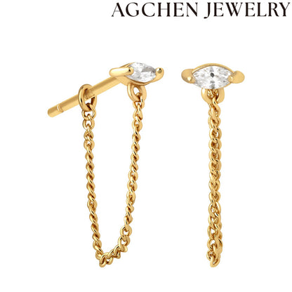 AG Eye-Shaped Zirconia Chain Earrings