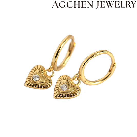 AG Heart-Shaped Zirconia Earrings