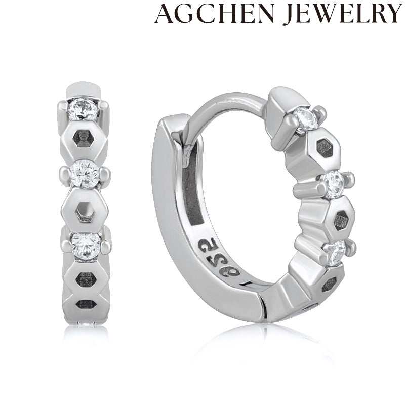 AG White Zirconia Hoop Earrings