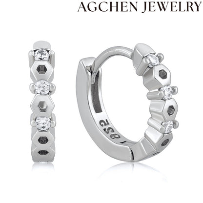 AG White Zirconia Hoop Earrings