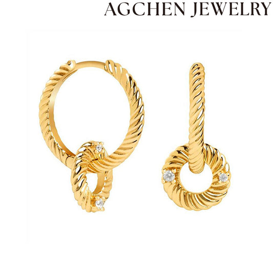 AG Double Loop Zirconia Earrings