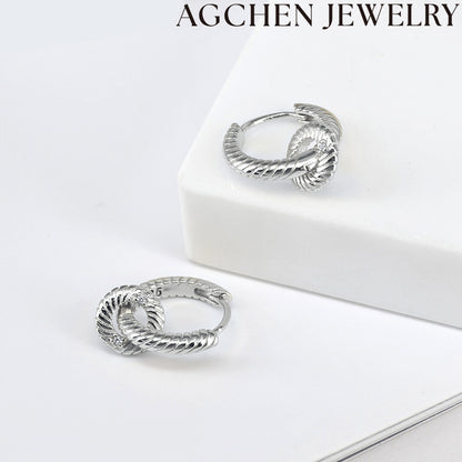 AG Double Loop Zirconia Earrings