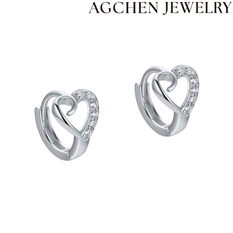AG Elegant Heart-Shaped Zirconia Earrings