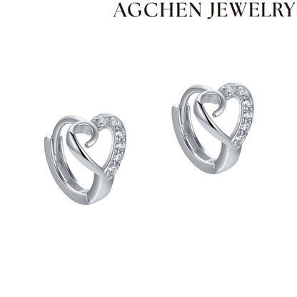 AG Elegant Heart-Shaped Zirconia Earrings