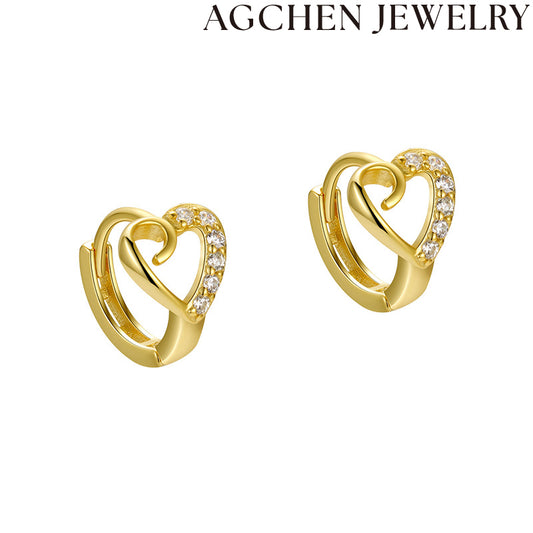 AG Elegant Heart-Shaped Zirconia Earrings