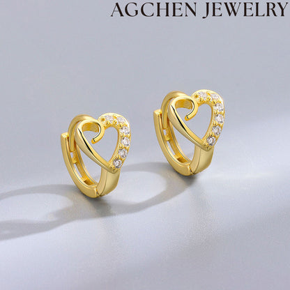 AG Elegant Heart-Shaped Zirconia Earrings