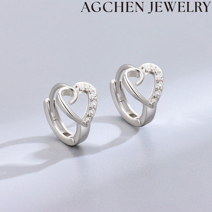 AG Elegant Heart-Shaped Zirconia Earrings