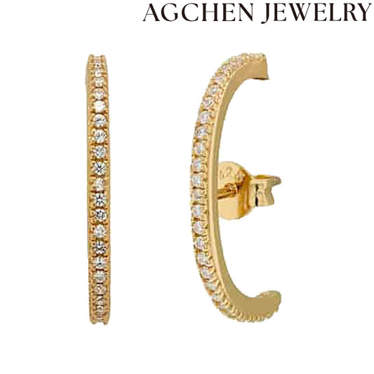 AG Elegant White Zirconia Hoop Earrings